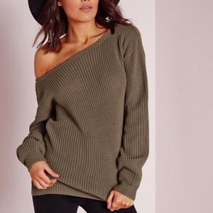 Taupe off the shoulder sweater